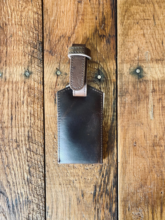 Dusty Luggage Tag, Brown Leather
