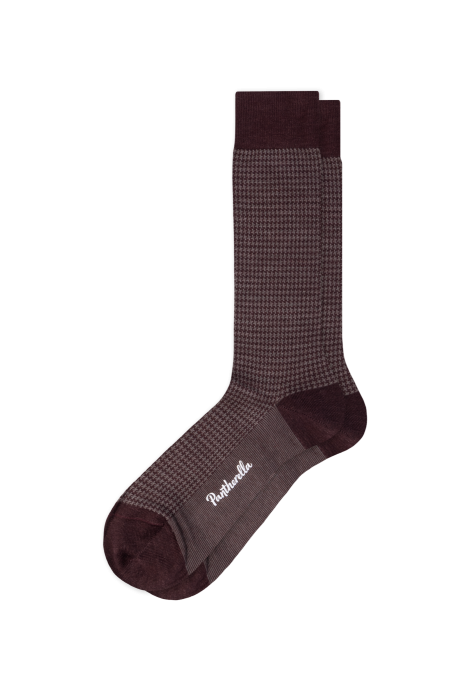 Highbury 593077 Maroon Houndstooth Merino Wool Pantherella