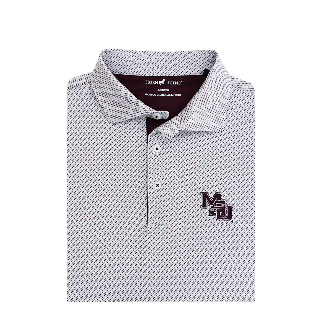 Mississippi State Vintage 1995 Crossways Polo - White with Maroon & Grey Horn Legend