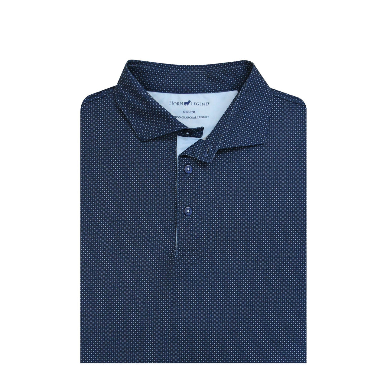 Checkers Performance Polo - Navy with Light Blue Horn Legend