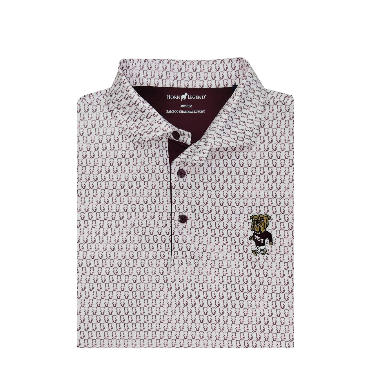 Mississippi State Vintage Walking Bully Print Polo Horn Legend