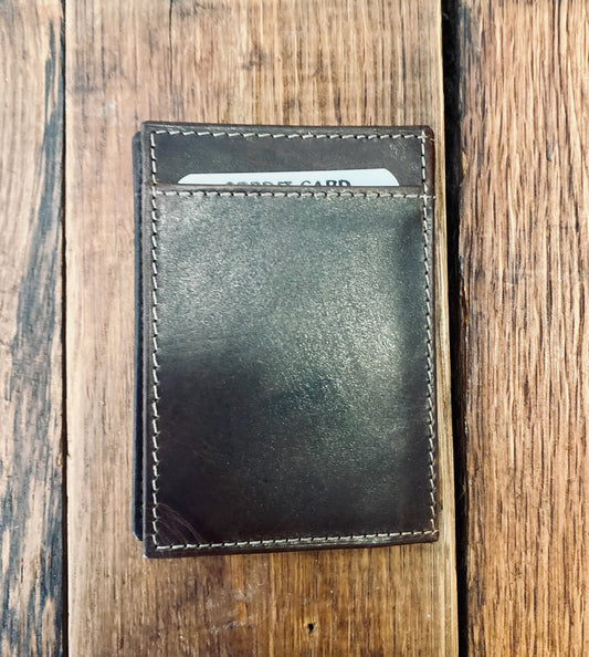 Hunter Brown Leather Vertical Bifold Wallet (54381)