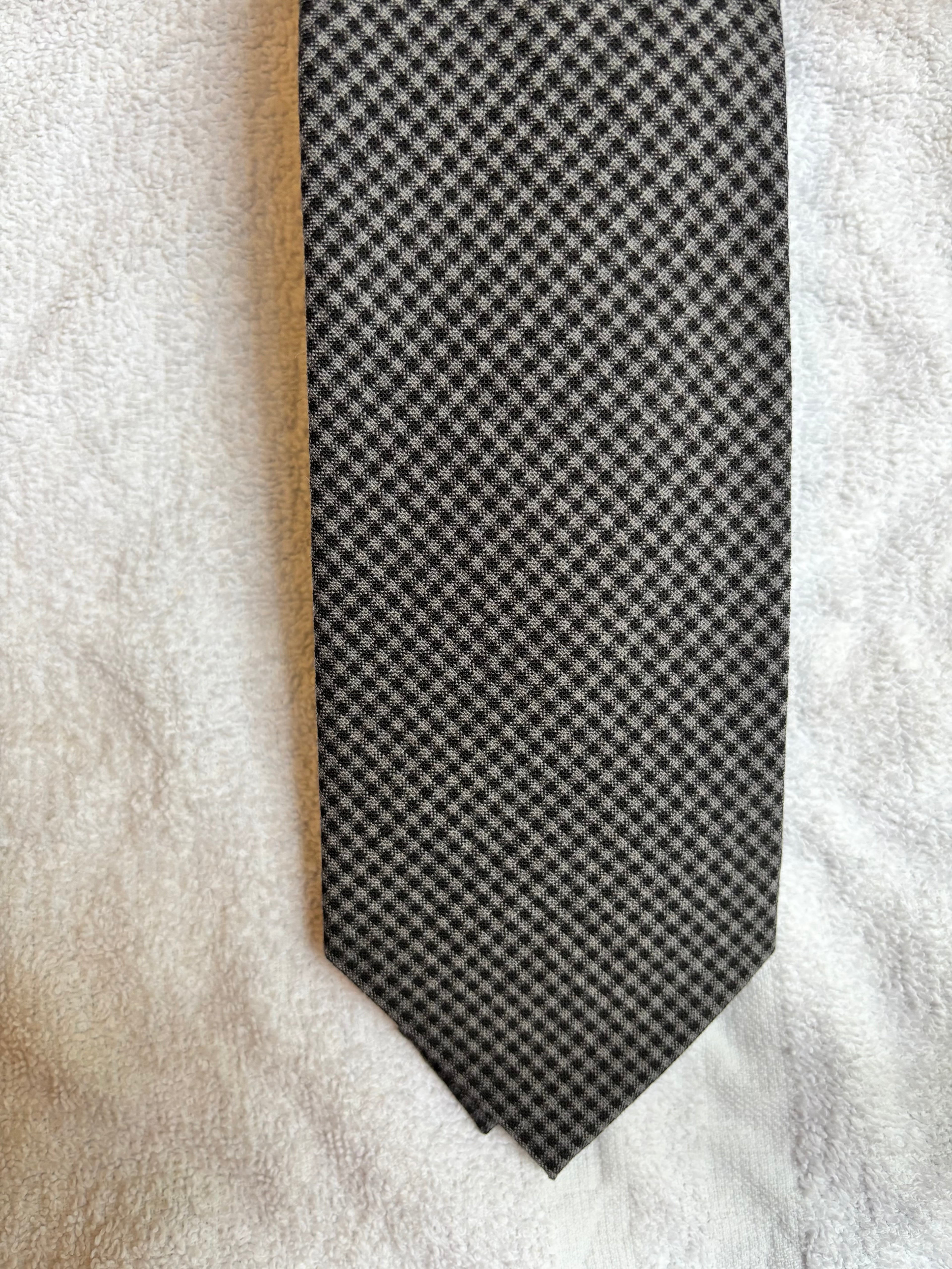 Wool Grey checks Tie Handmade