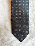 Silk Tie Hand Made Navy gold dots