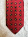 Silk Tie Hand Made red blue gold dots