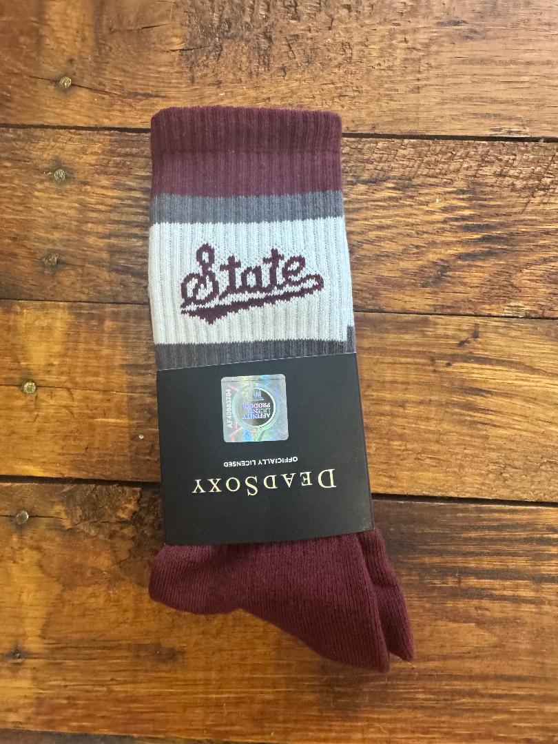 Maroon Retro Dead Soxy MSU socks