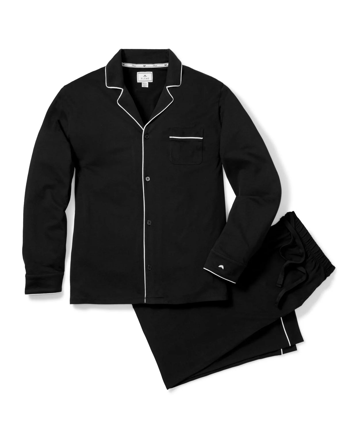 Men's Black Pima Pajama Set Petitel Plume