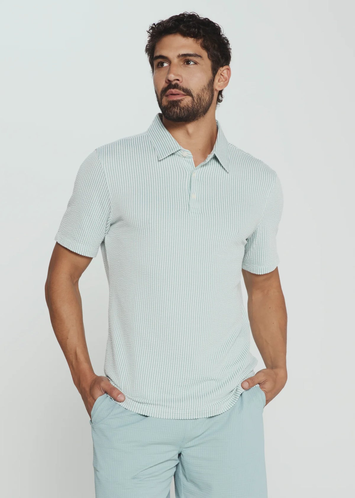 Keaton Seersucker Stretch Polo 7 Diamonds
