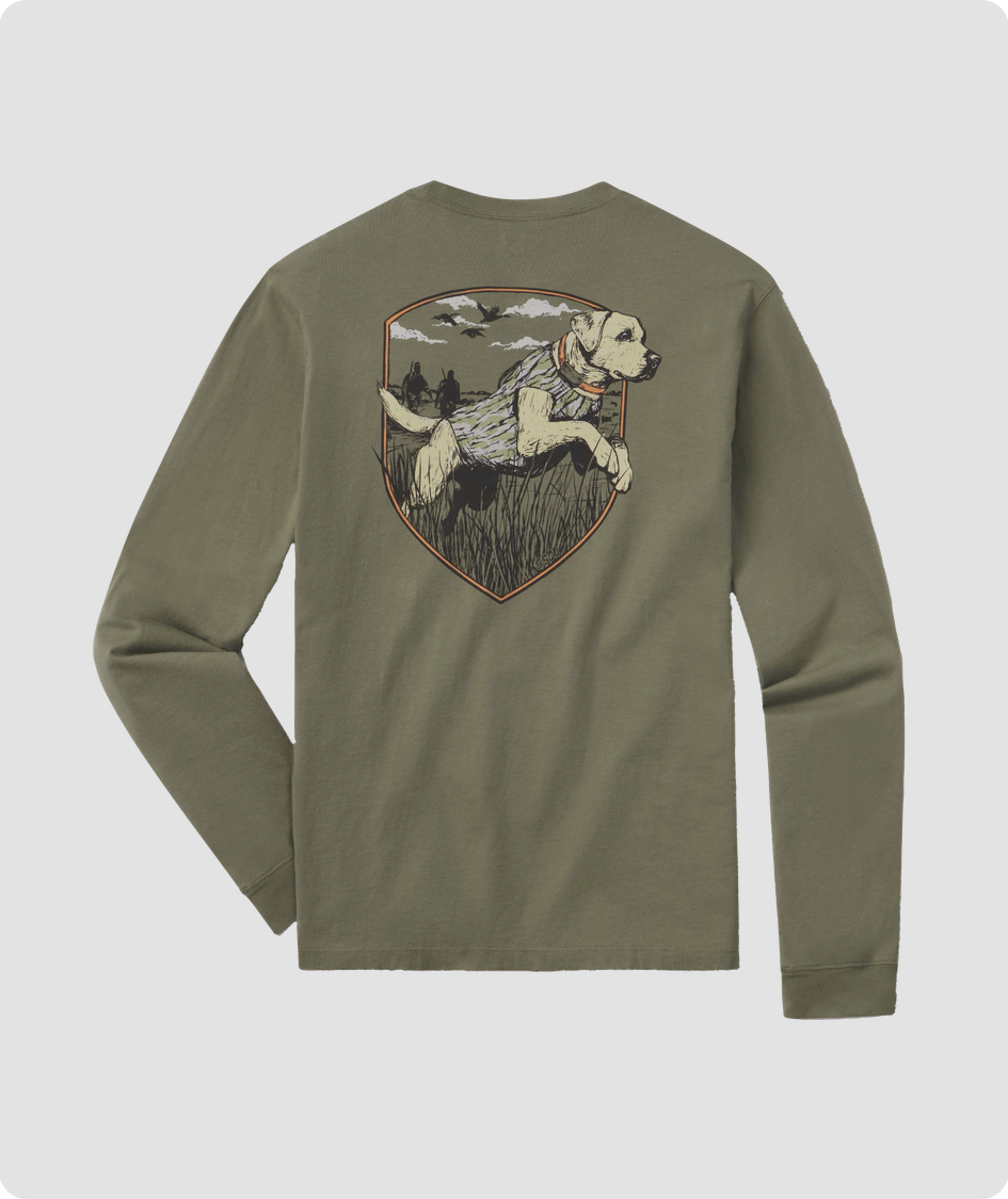 Bayou Retriever Tee LS Spanish Moss