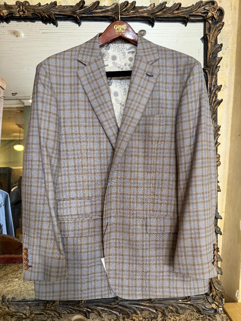 G & G Custom Jacket Tan Blue Check