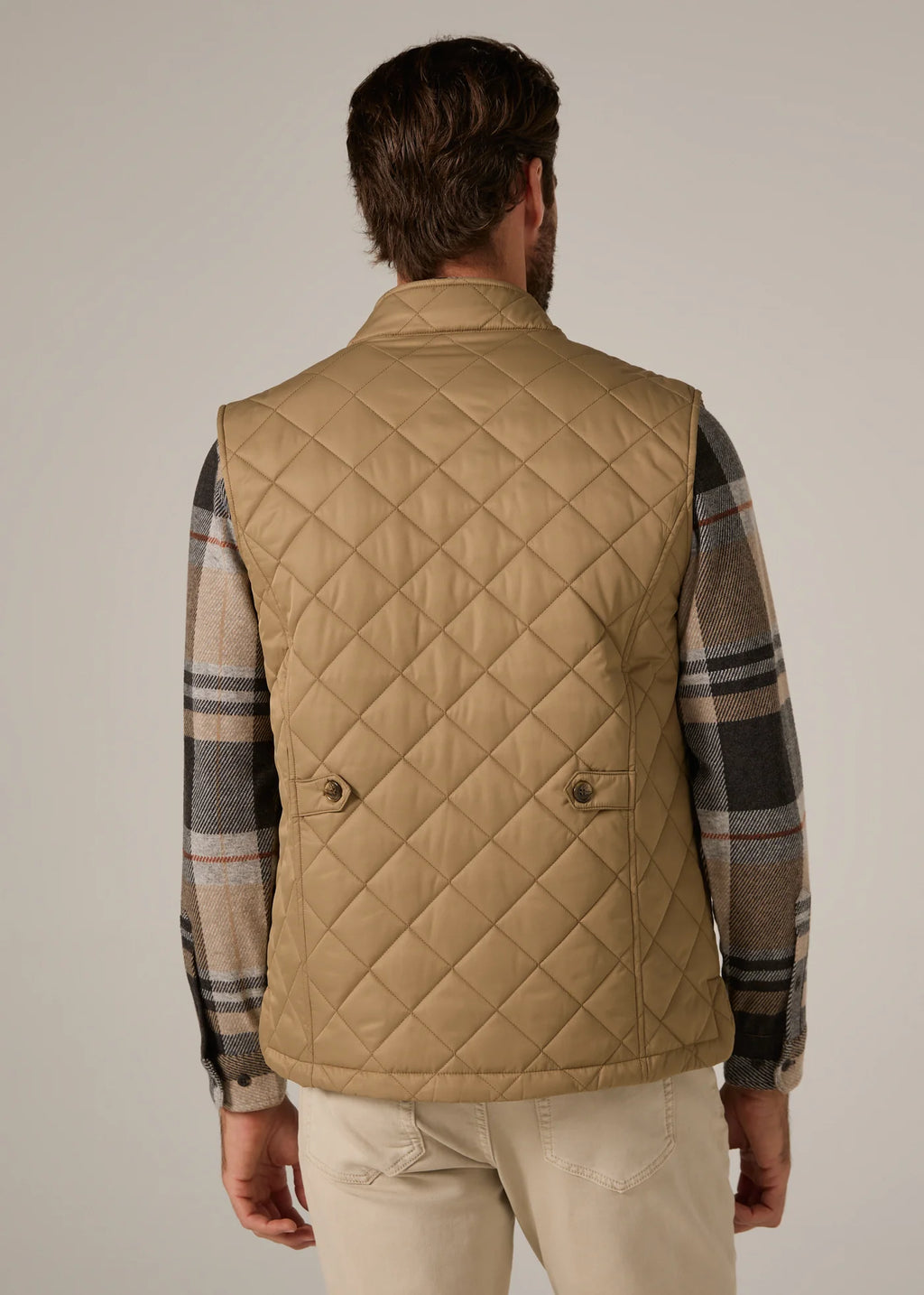 VST-1014 Tan Crest Quilted Vest 7 Diamonds