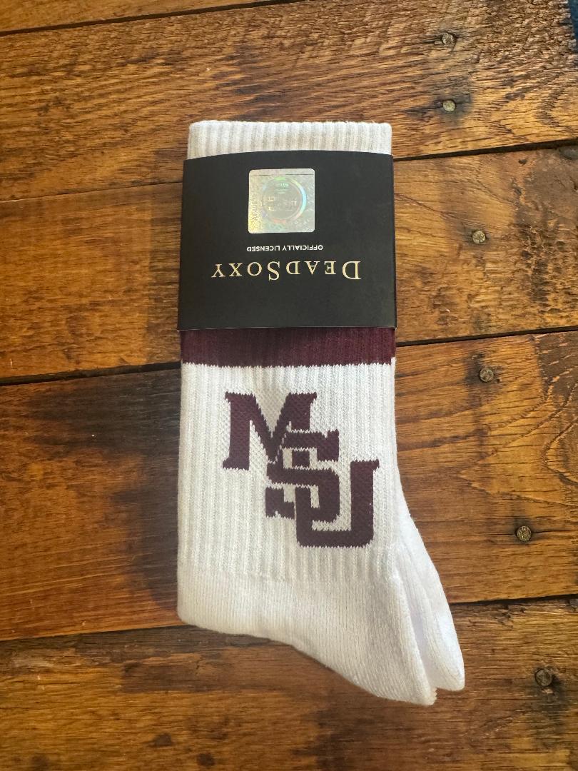 Wht Stripe MSU Dead Soxy socks
