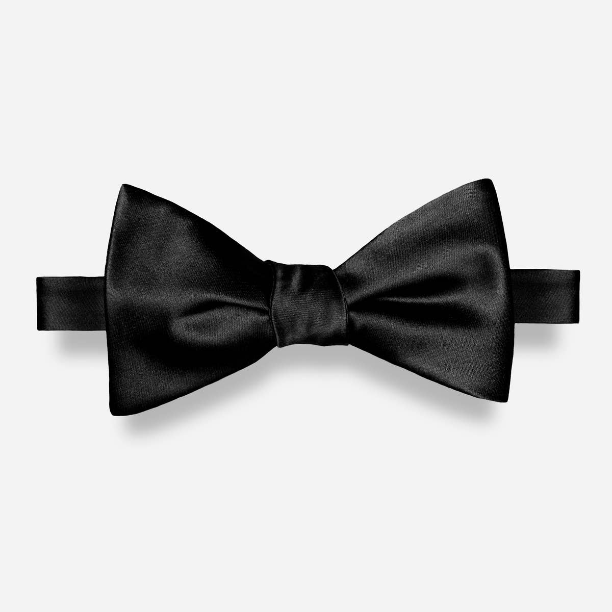 Solid Satin Black Bow Tie Self tied