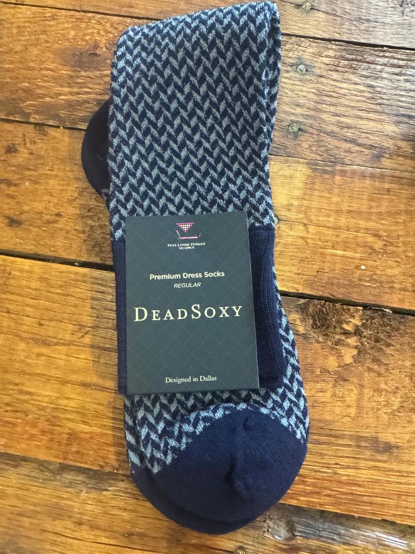 Herringbone Navy Blue Dead Soxy Dress Sock