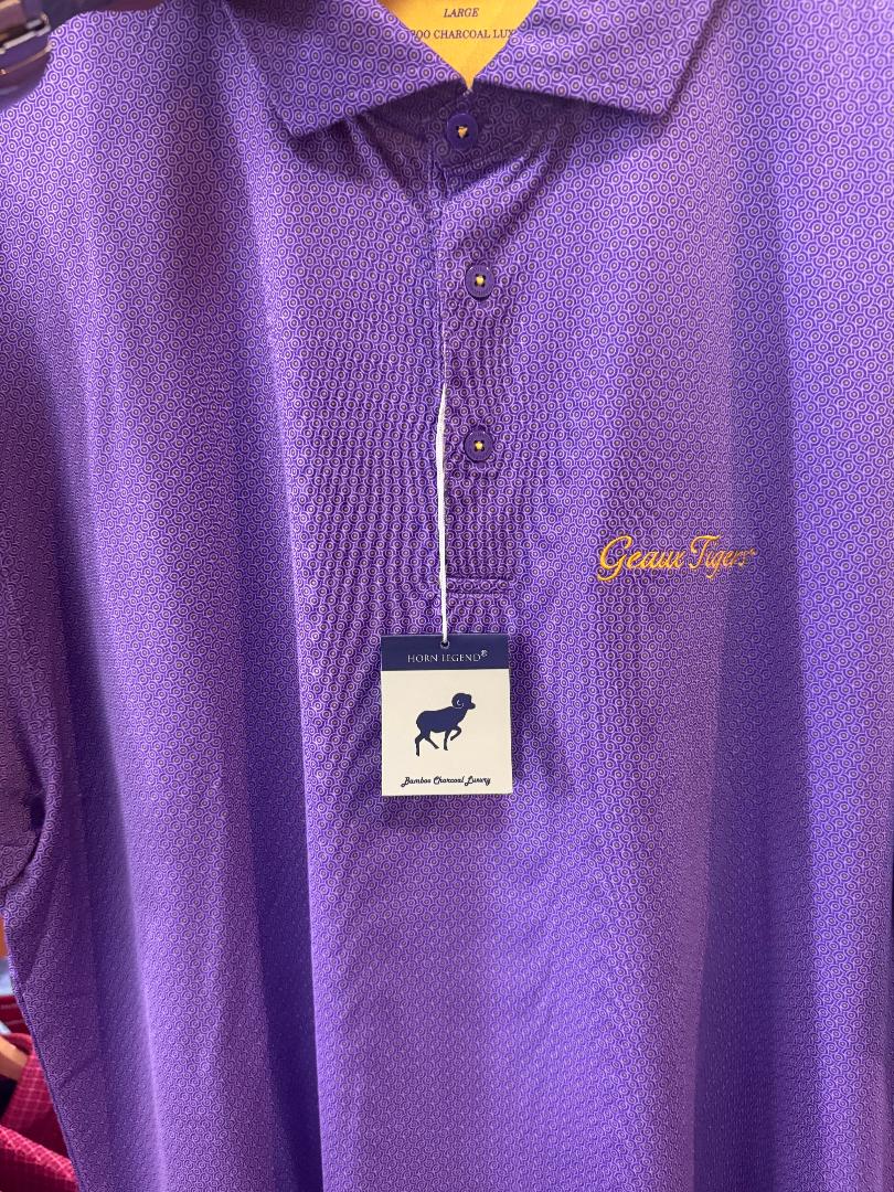 LSU Geaux Tigers Purple With Heritage Lined Collar Polo