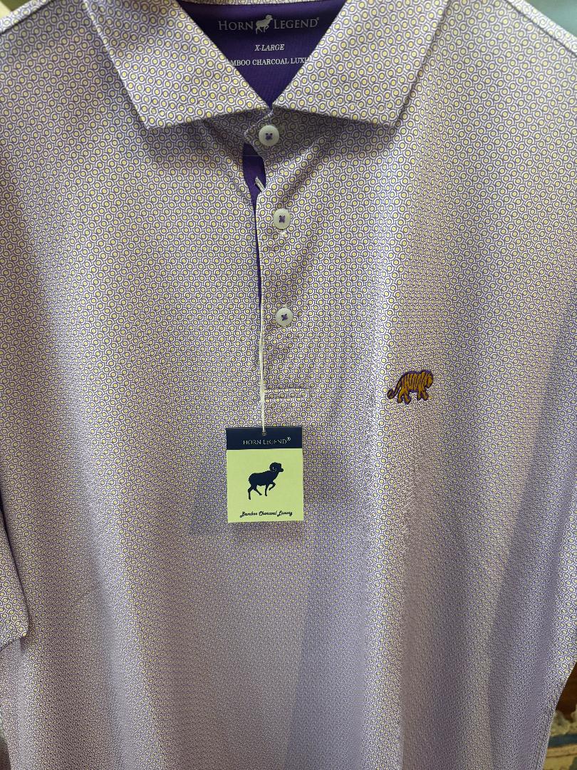 LSU Walking Bengal Purple With Heritage Lined Collar Polo